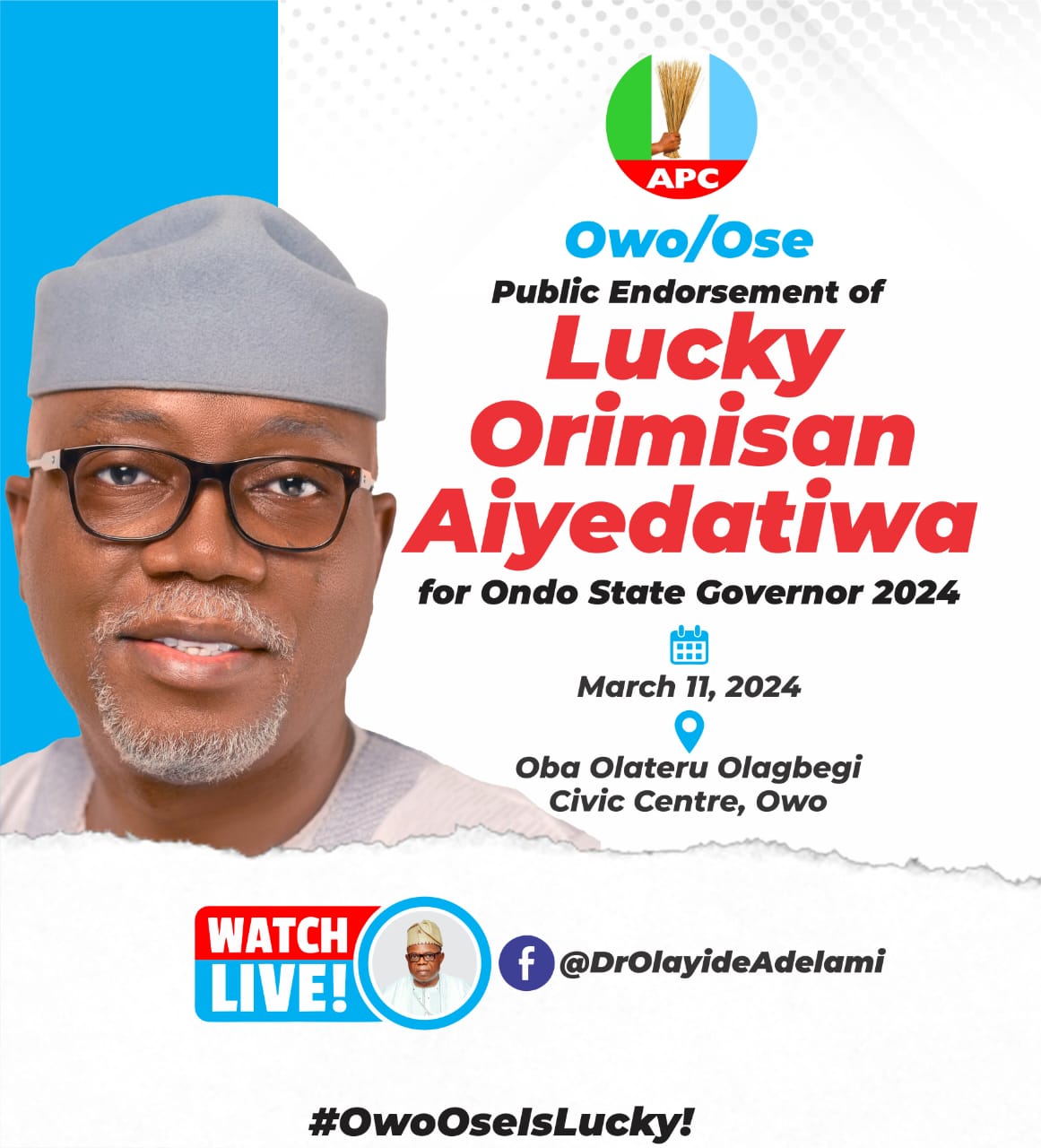 Ondo 2024: APC Owo, Ose to endorse Aiyedatiwa for Governor, Today