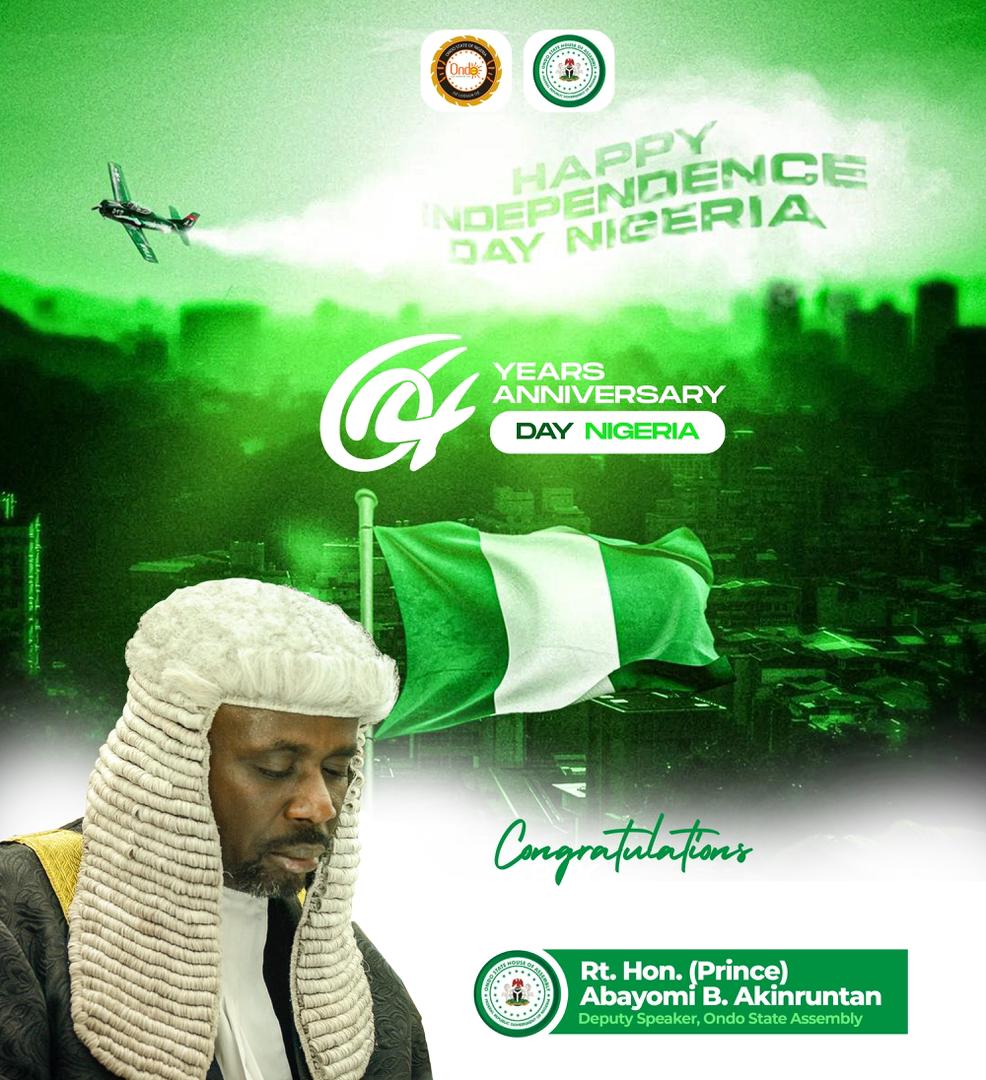64th Anniversary: Deputy Speaker Akinruntan Rekindles Nigerians Hope