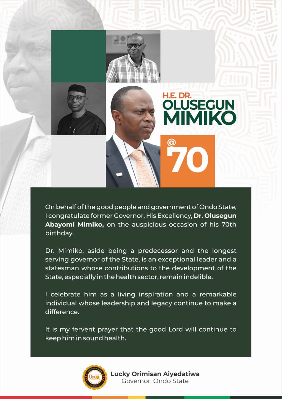 Aiyedatiwa congratulate Olusegun Mimiko @ 70